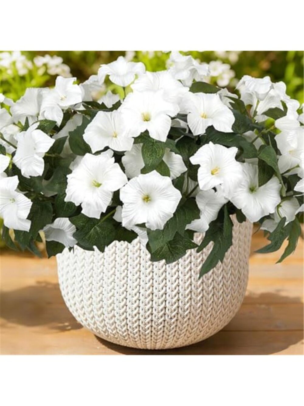 White Faux Petunia Bundles UV Resistant Outdoor Silk Flowers Porch Patio Decor